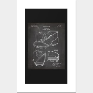 Football Shoe Patent - American Football Boot Coach Fan Football Lover Art - Black Chalkboard Posters and Art